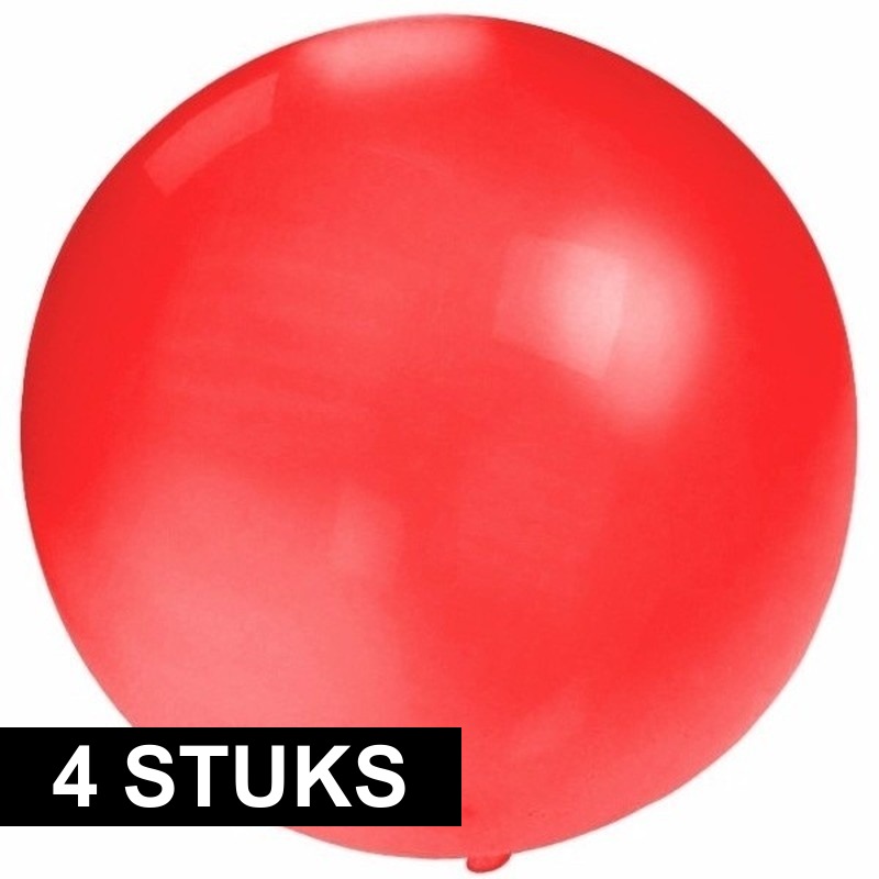 4x Feest mega ballon rood 60 cm