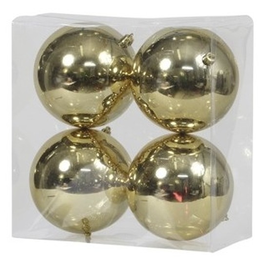 4x Kunststof kerstballen glanzend goud 12 cm kerstboom versiering/decoratie -