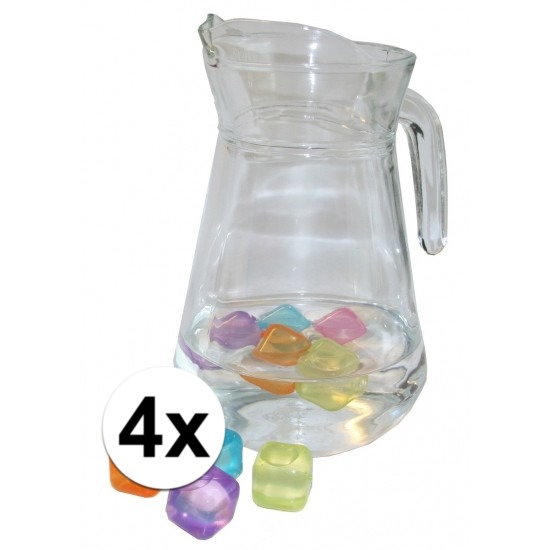4x Ronde kan van glas 1,3 liter -