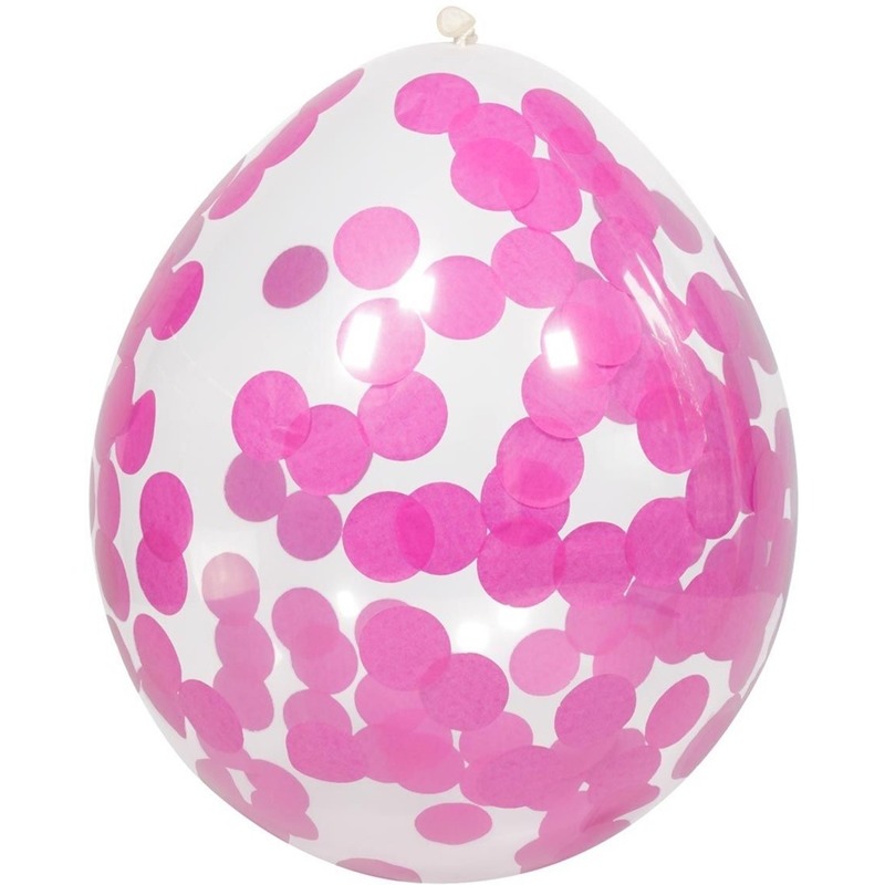 4x Transparante ballonnen roze confetti snippers 30 cm