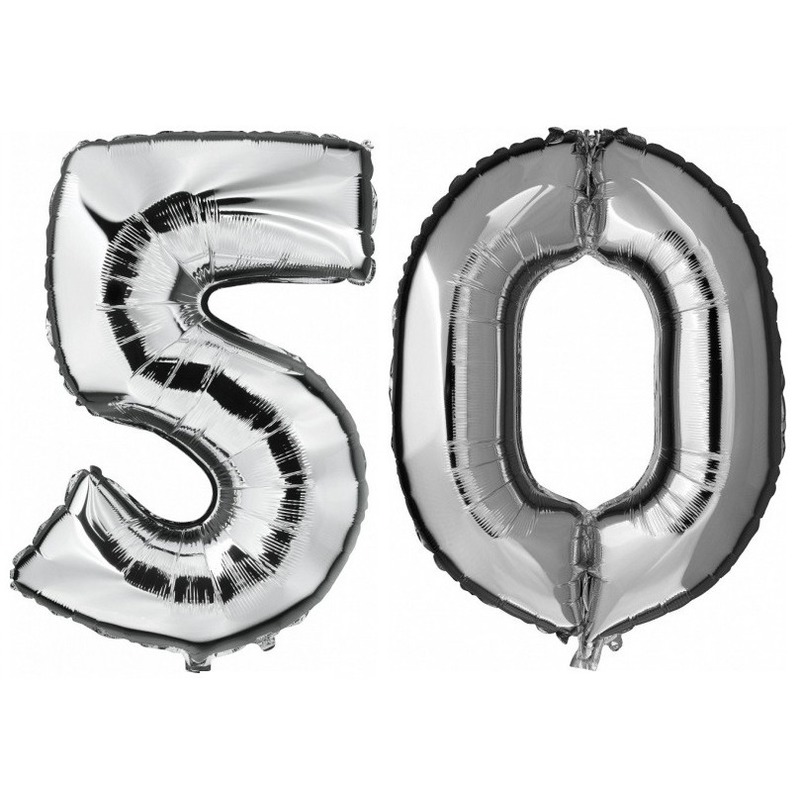 50 jaar leeftijd helium/folie ballonnen zilver feestversiering -