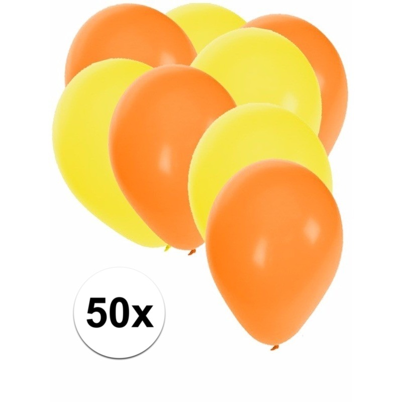50x oranje en gele ballonnen -