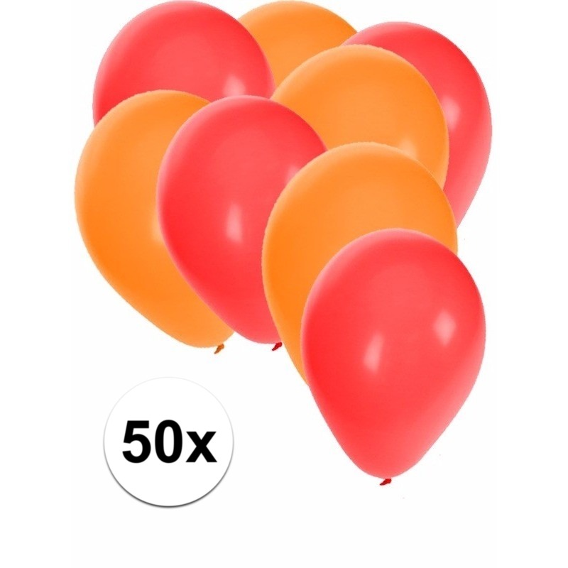 50x rode en oranje ballonnen -