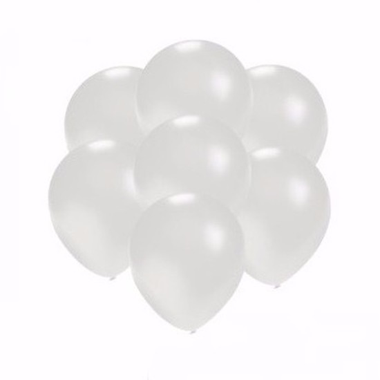 50x Voordelige metallic witte ballonnen klein -