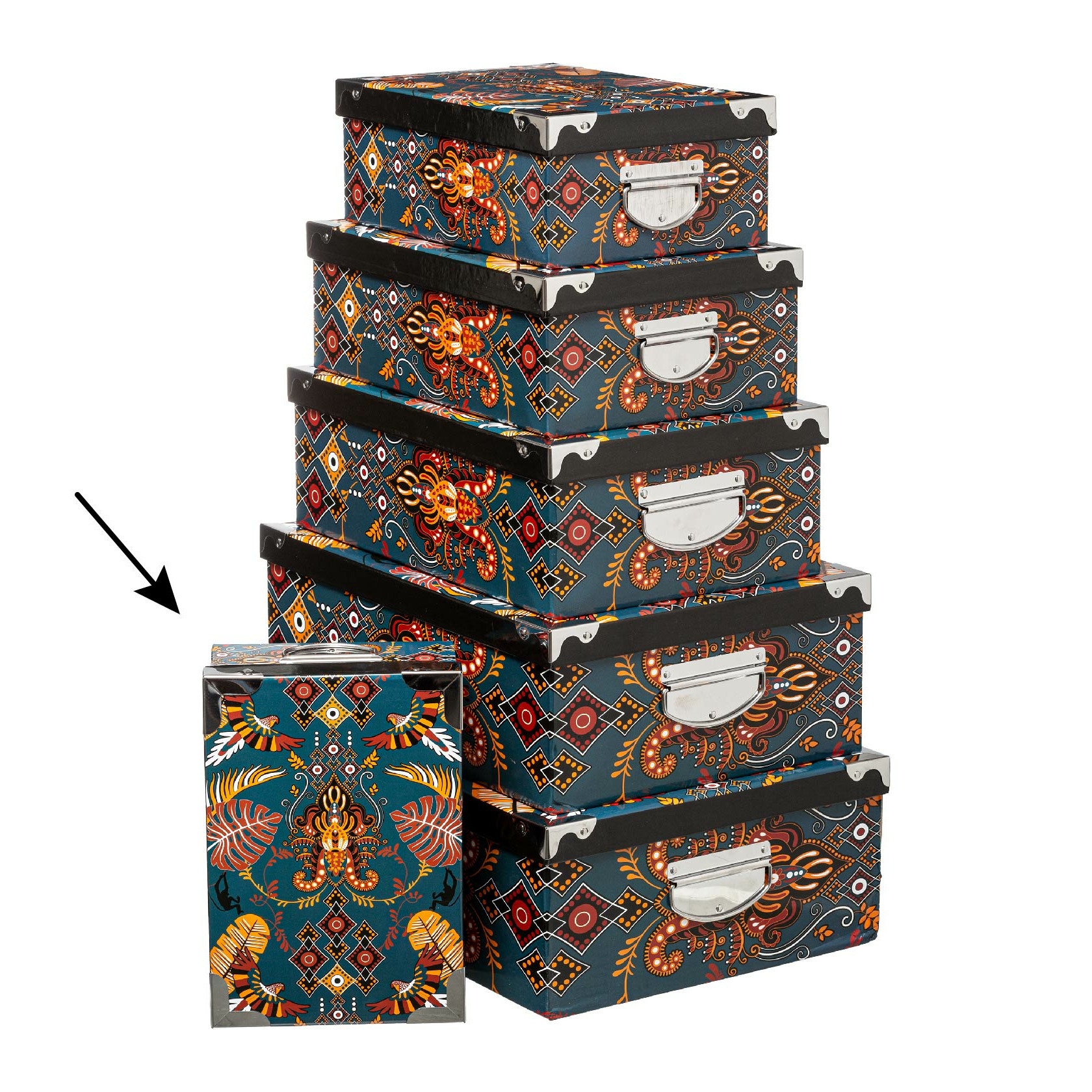 5Five Opbergdoos/box - Amazone print - L28 x B19.5 x H11 cm - Stevig karton - Amazonbox -