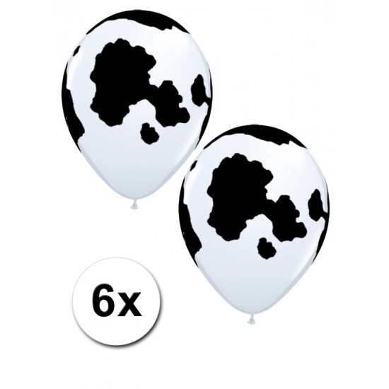 6 ballonnen met koeien vlekken 28 cm -
