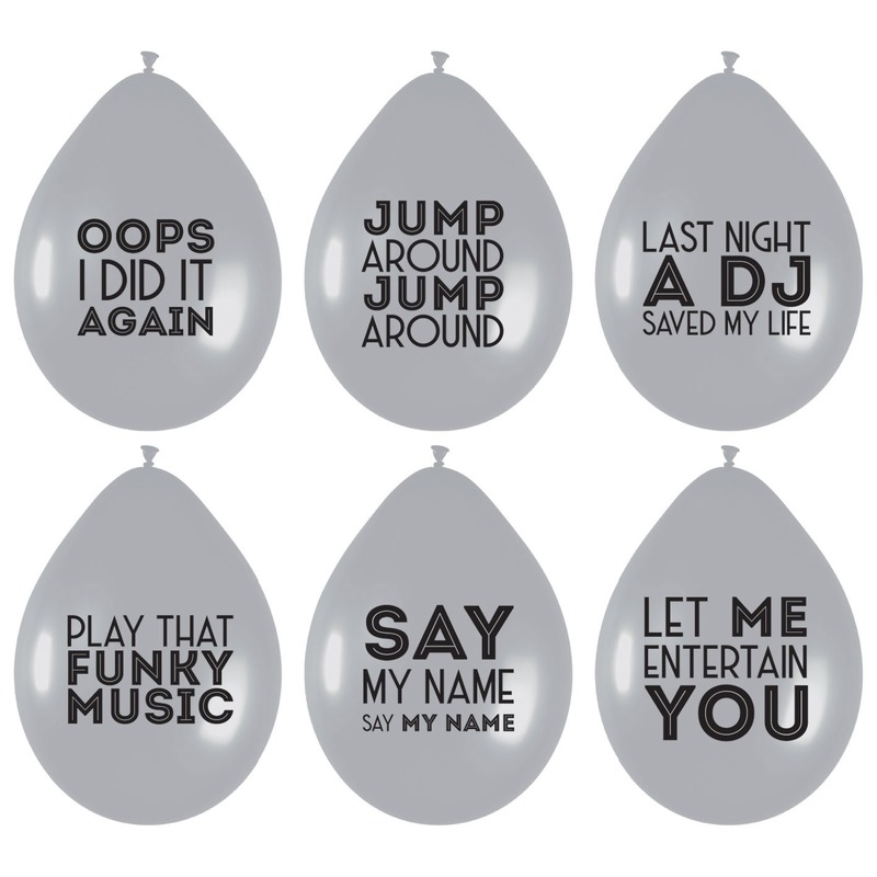 6 stuks zilveren ballonnen met liedjes spreuken feestdecoratie