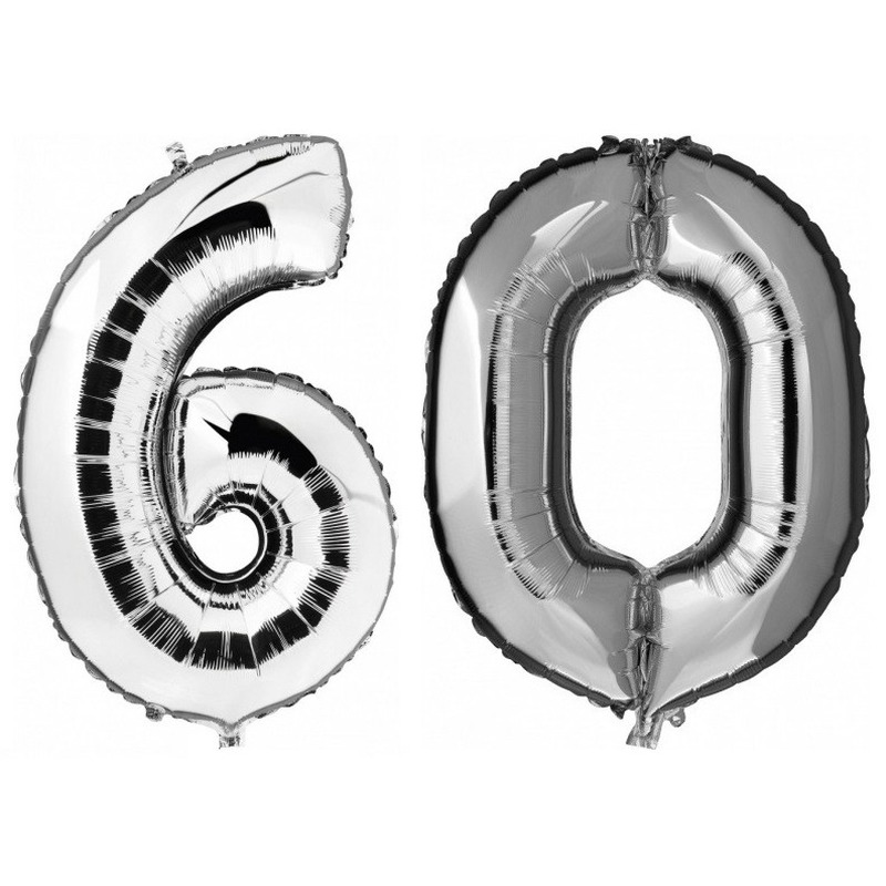 60 jaar leeftijd helium/folie ballonnen zilver feestversiering -