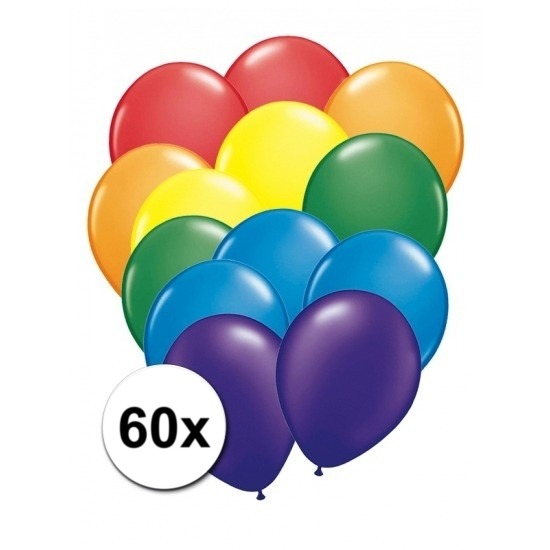 60 stuks regenboog ballonnen -