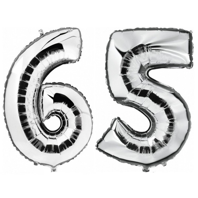 65 jaar leeftijd helium/folie ballonnen zilver feestversiering -