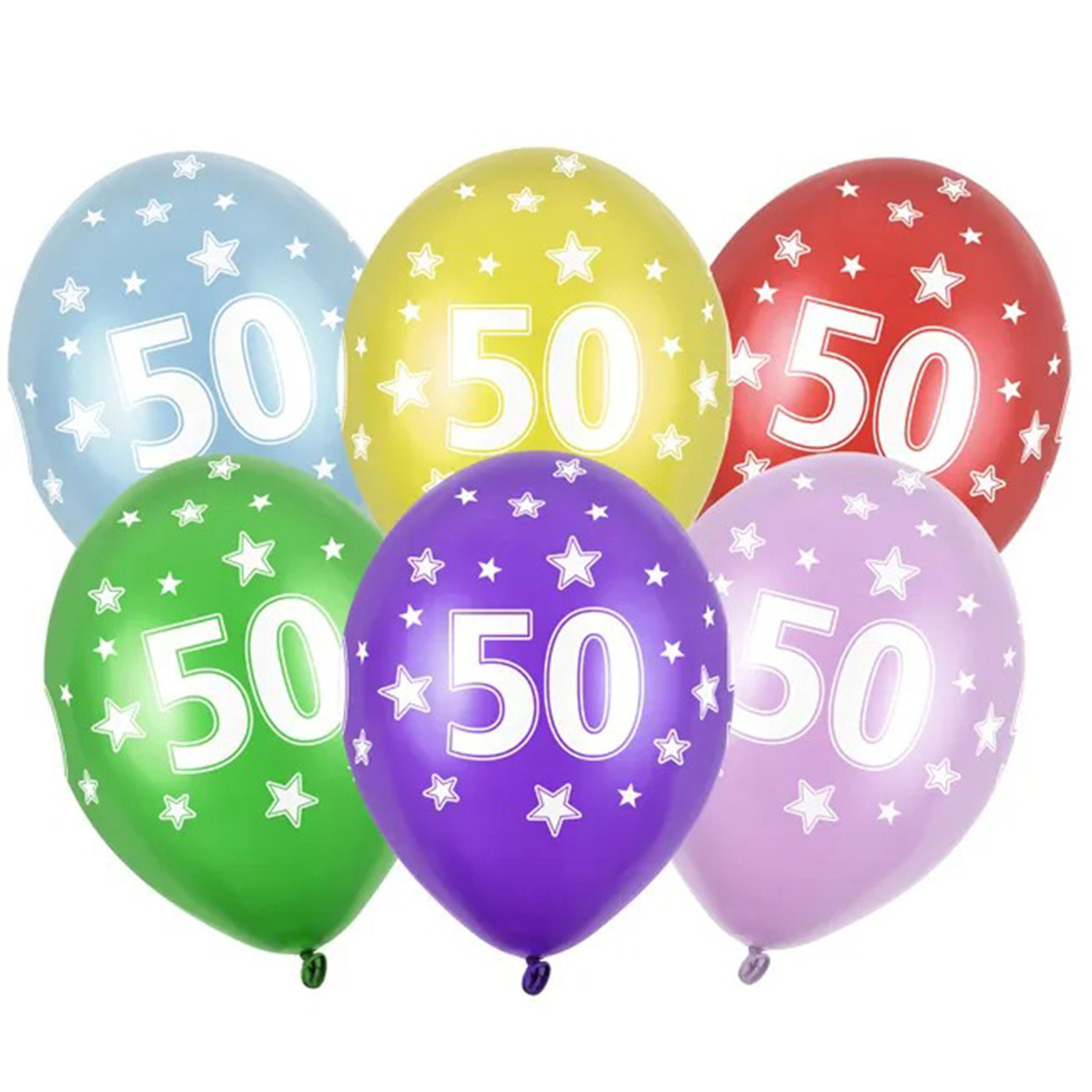 6x stuks 50 jaar verjaardag ballonnen met sterren -