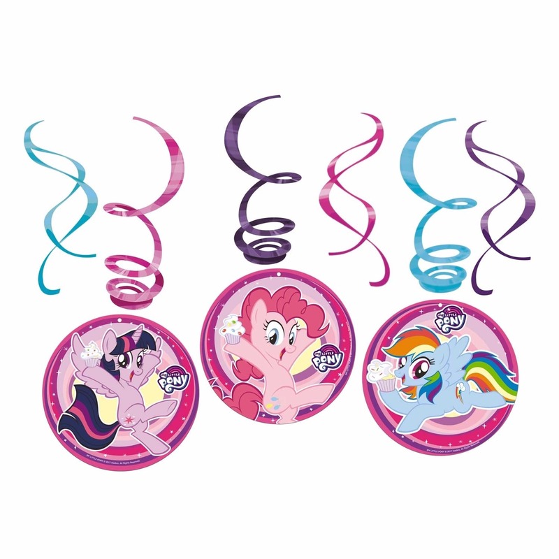 6x stuks Feest My Little Pony rotorspiralen 50 cm hang decoraties -