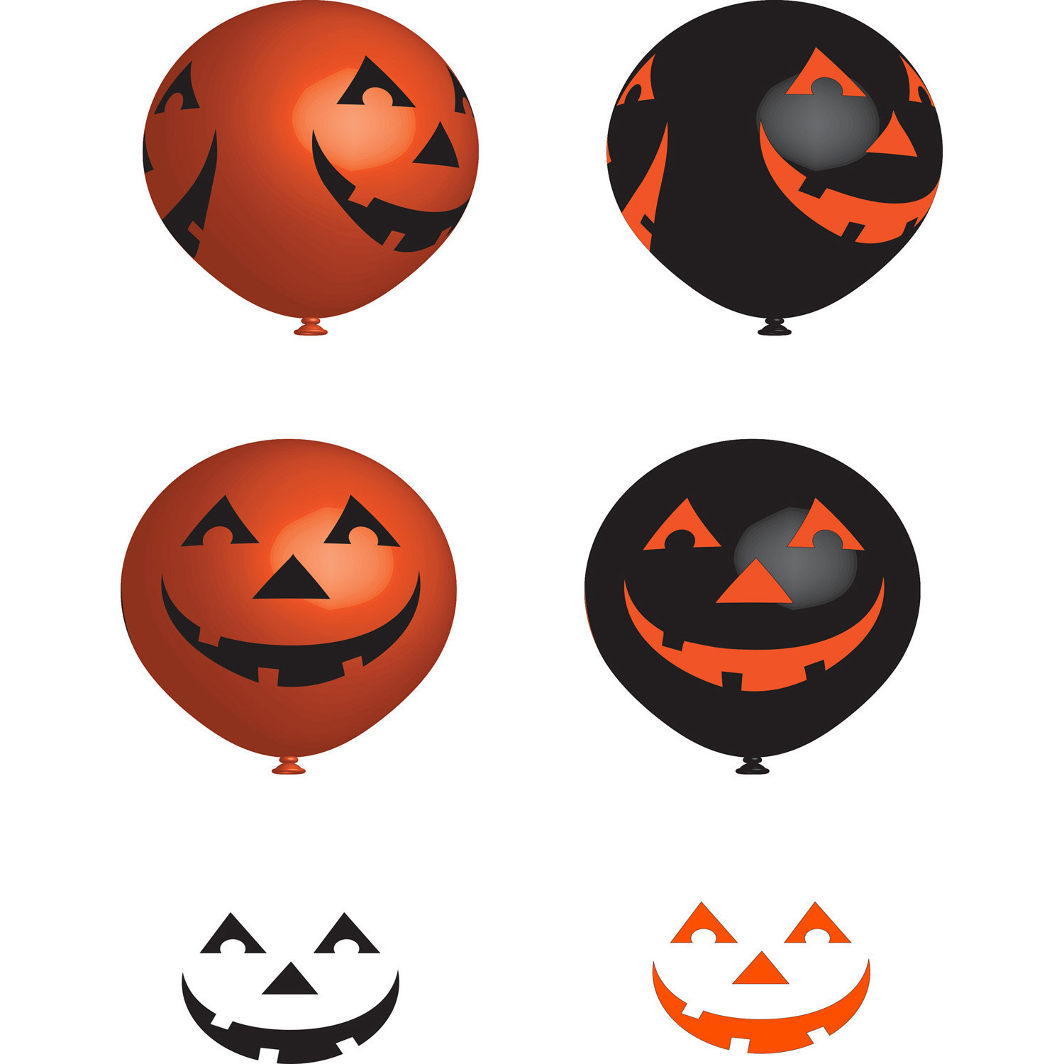 6x stuks Halloween ballonnen met lachende pompoenen print 27 cm -