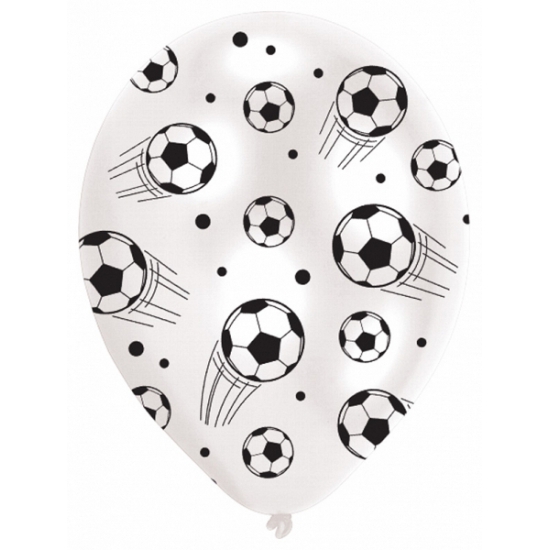 6x stuks kinder verjaardag ballonnen met voetbal print -