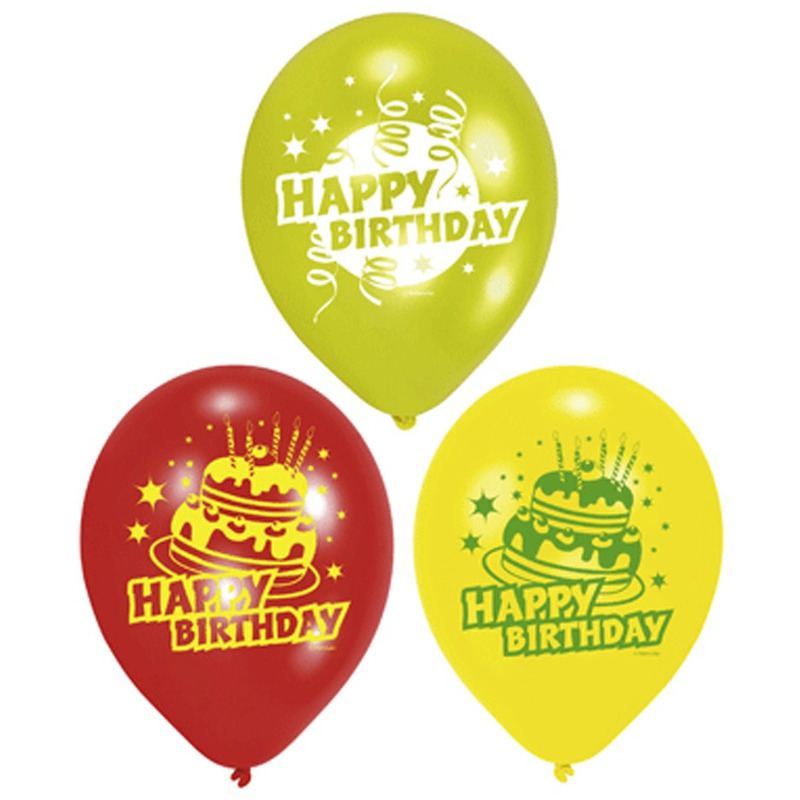 6x stuks verjaardag feest ballonnen Happy Birthday print