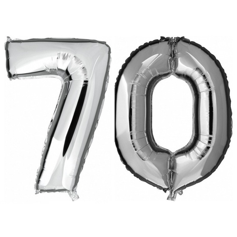 70 jaar leeftijd helium/folie ballonnen zilver feestversiering -