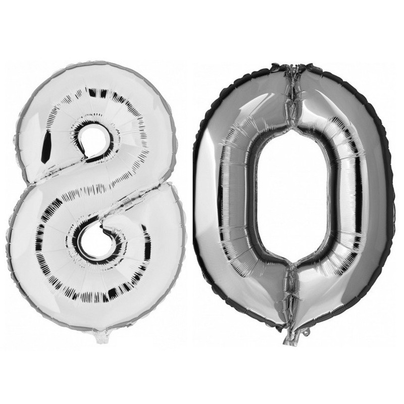 80 jaar leeftijd helium/folie ballonnen zilver feestversiering -