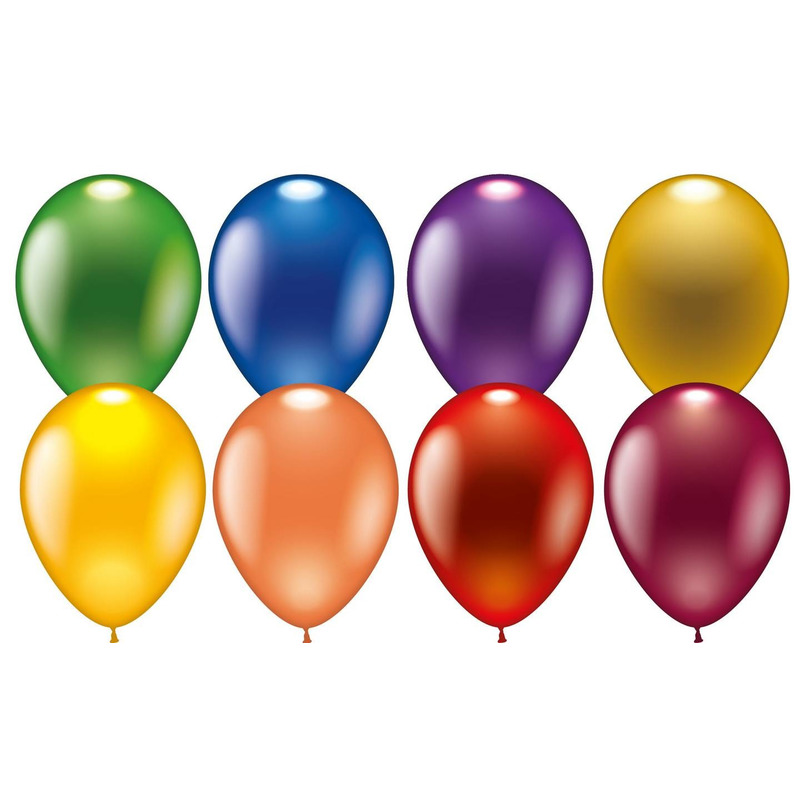 8x metallic gekleurde party ballonnen