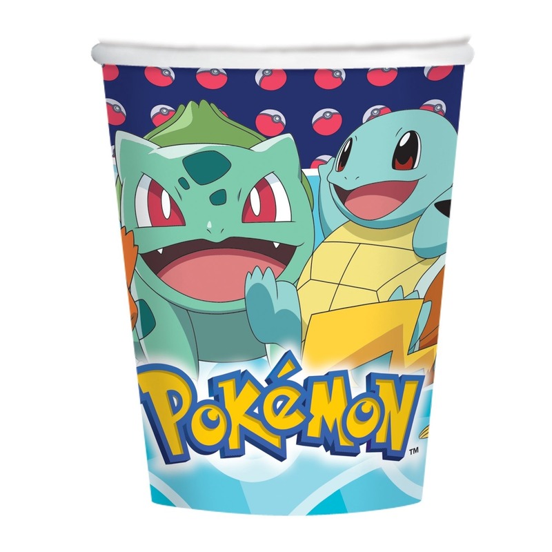 8x Pokemon themafeest drinkbekers 250 ml -
