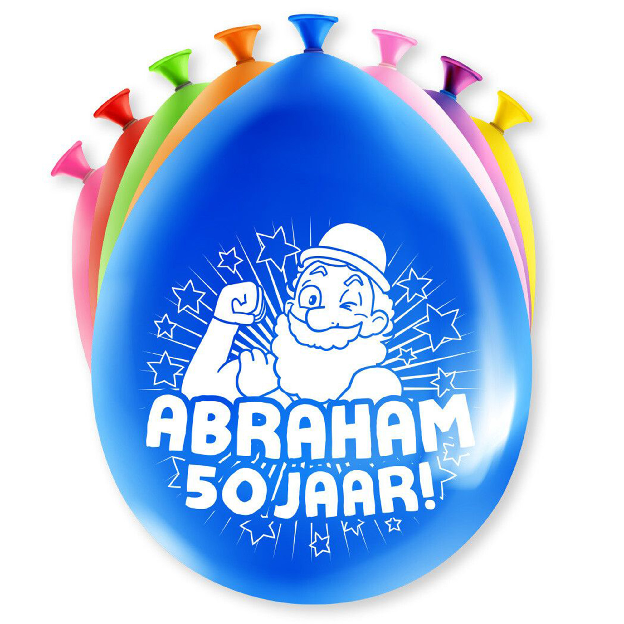 8x stuks Abraham/50 jaar feest ballonnen - diverse kleuren - latex - ca 30 cm -