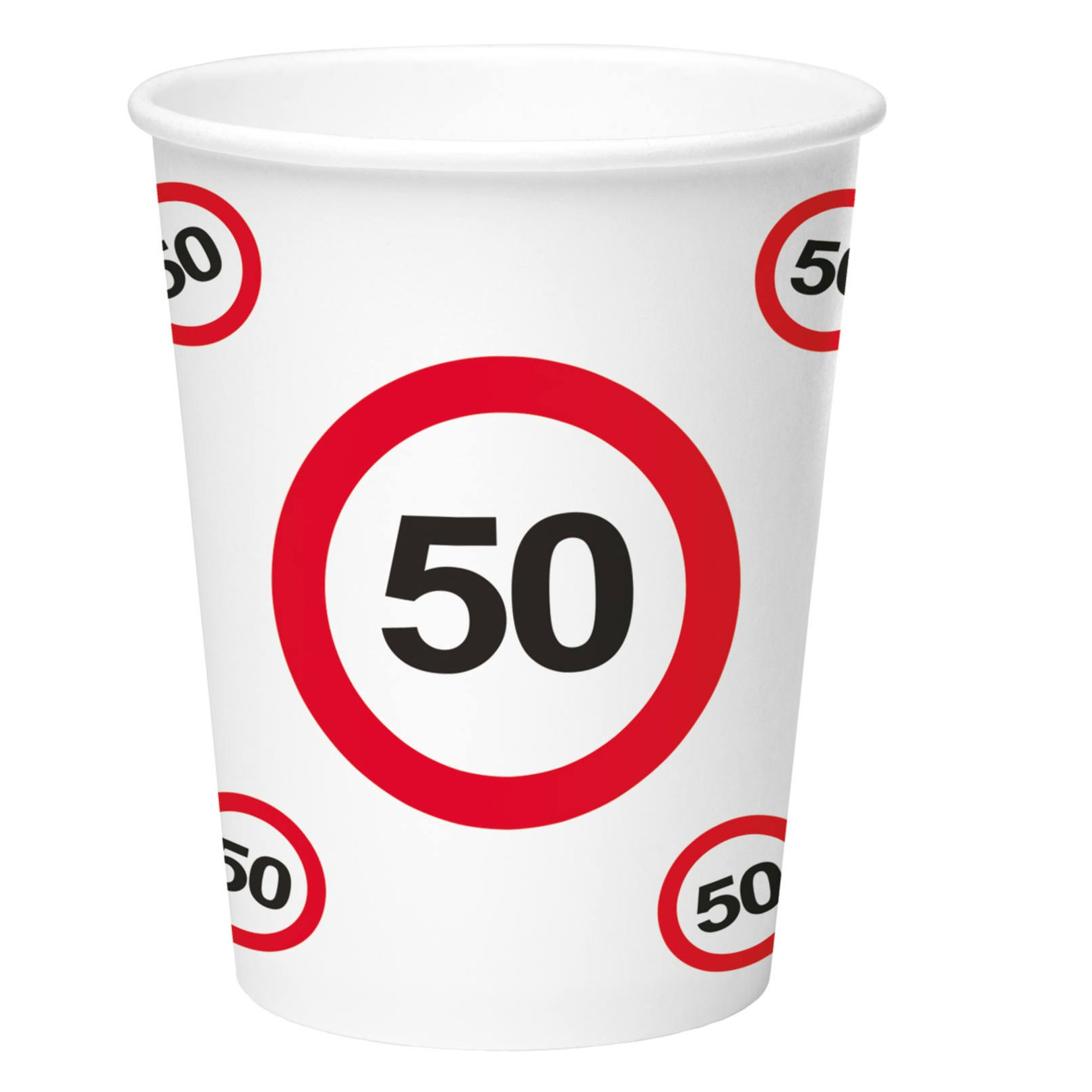8x stuks drinkbekers van papier in 50 jaar verjaardag thema 350 ml -