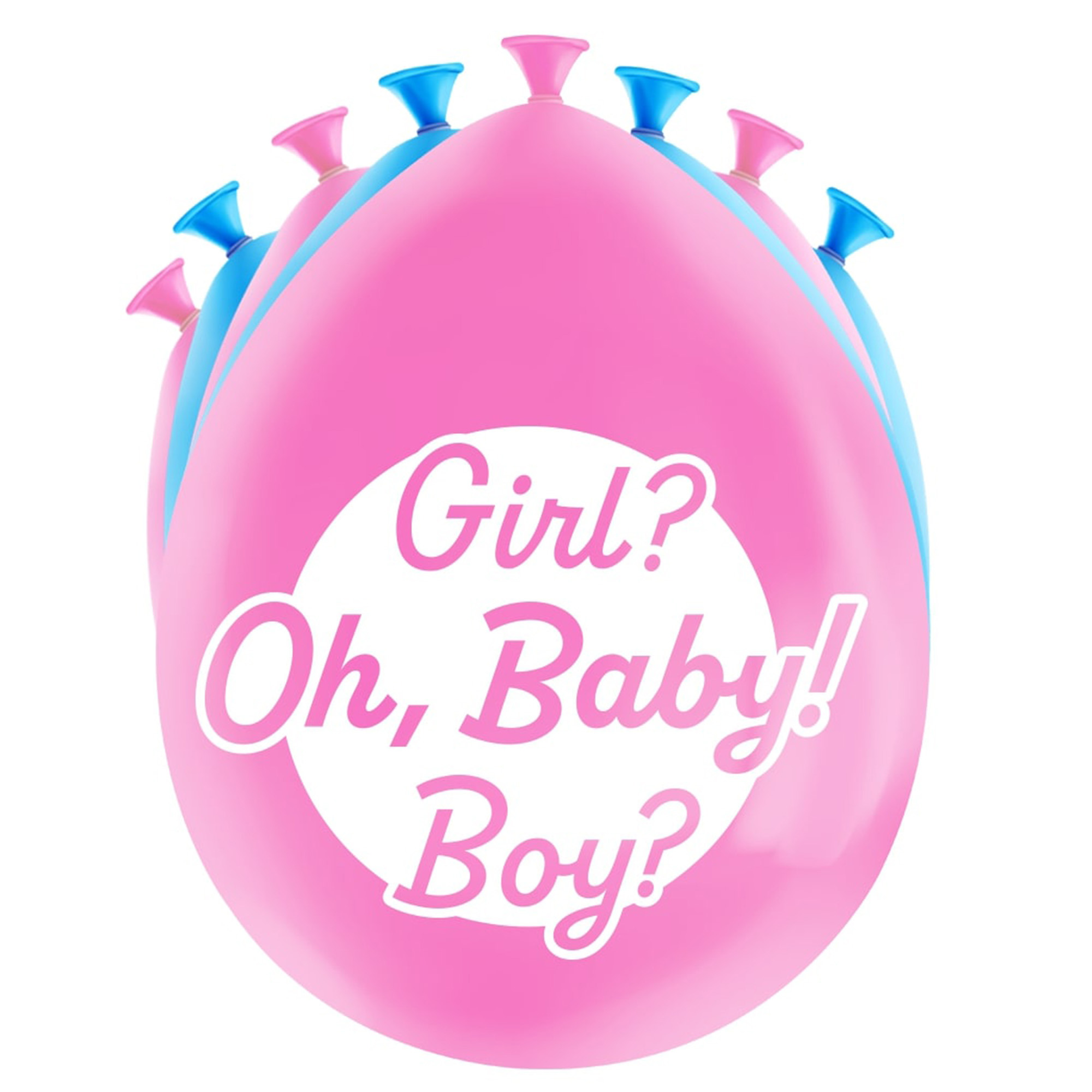 8x stuks Gender reveal party ballonnen - roze/blauw - latex - ca 30 cm -