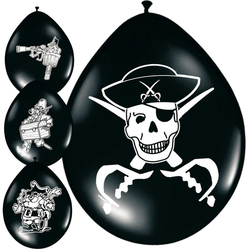 8x stuks Piraten ballonnen versiering -