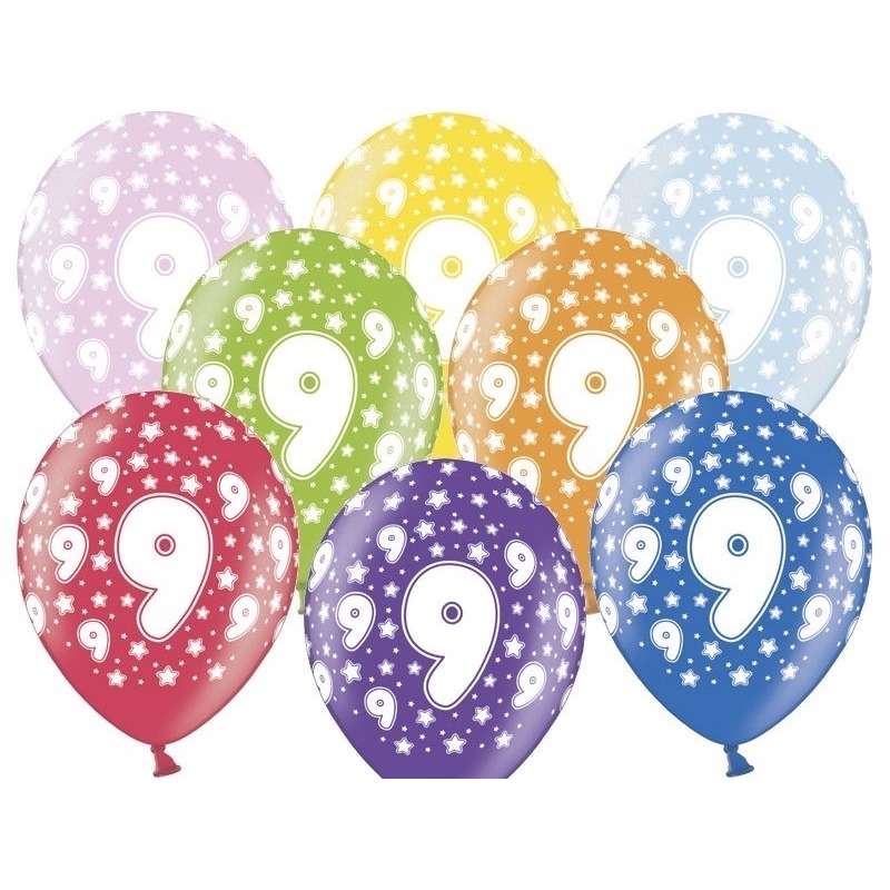 9 jaar ballonnen met sterren - 18x stuks