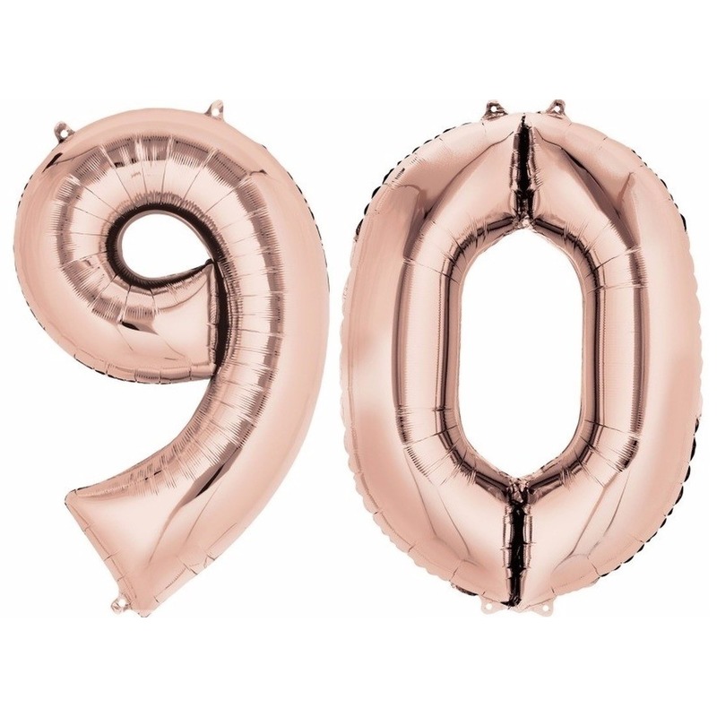 90 jaar leeftijd helium/folie ballonnen rose goud feestversiering -
