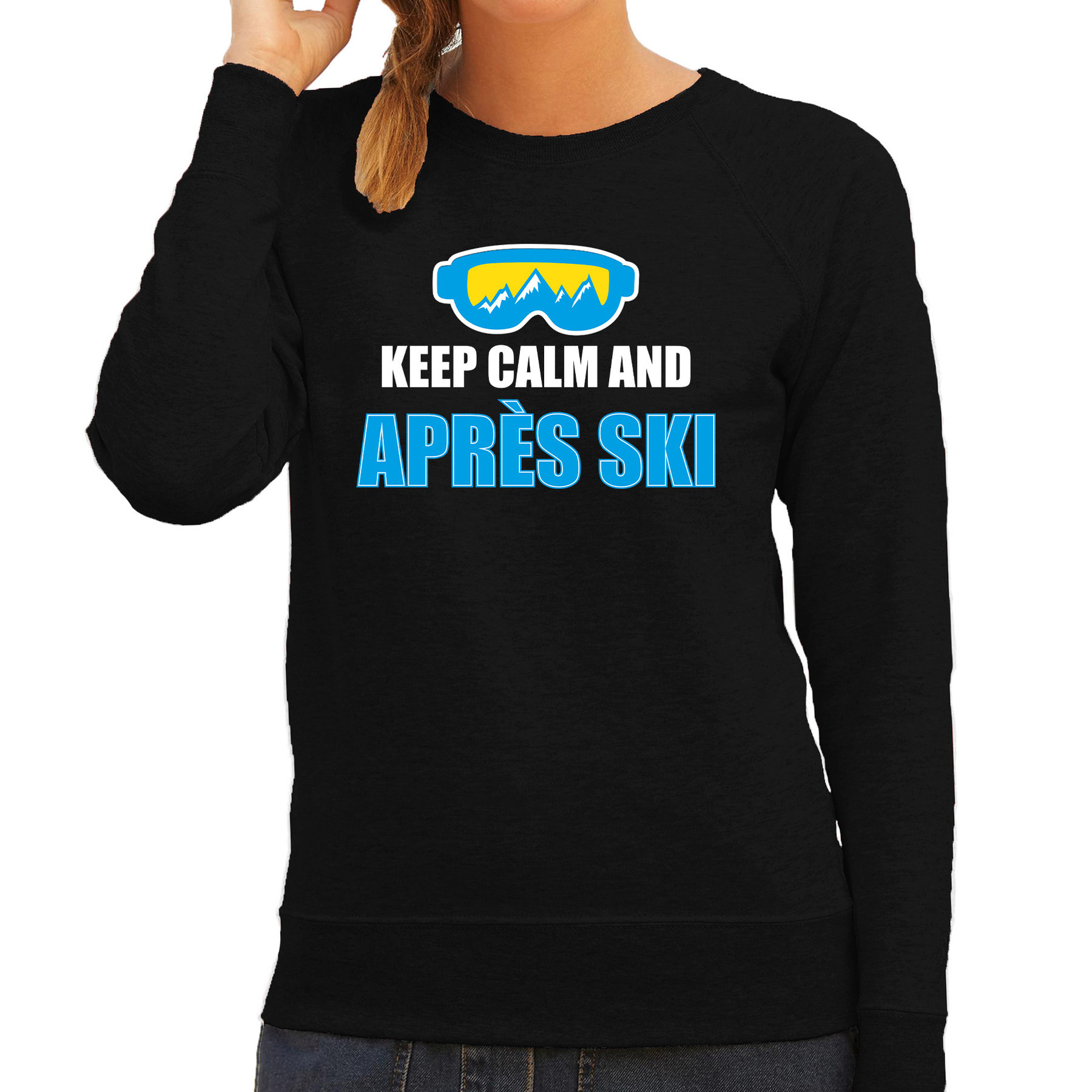 Apres-ski sweater / trui Wintersport Keep calm zwart voor dames
