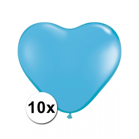 Ballonnen - Hartjes - lichtblauw - 15 cm - 10 stuks -