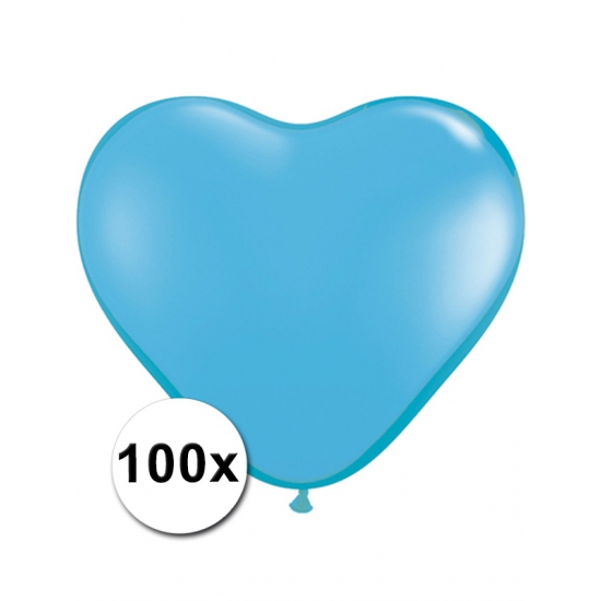 Ballonnen - Hartjes - lichtblauw - 15 cm - 100 stuks -