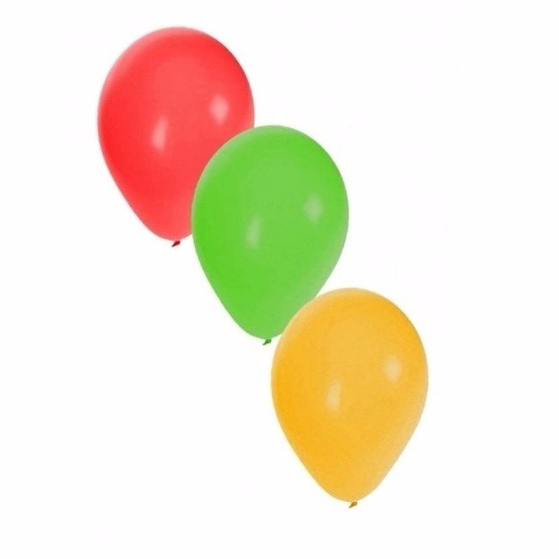 Ballonnen rood/geel/groen 15x stuks -