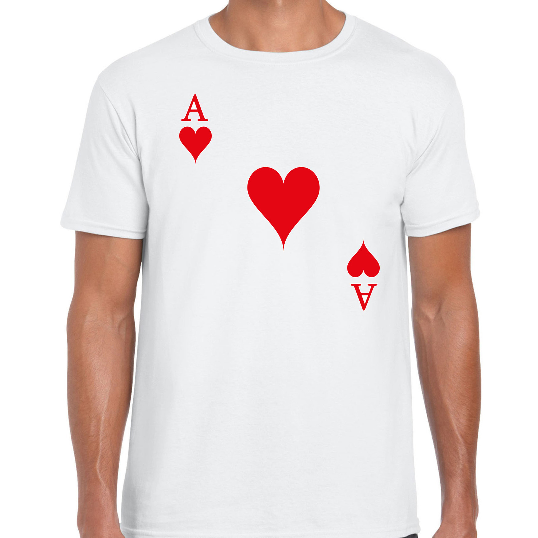 Bellatio Decorations casino thema verkleed t-shirt heren - harten aas - wit - poker t-shirt