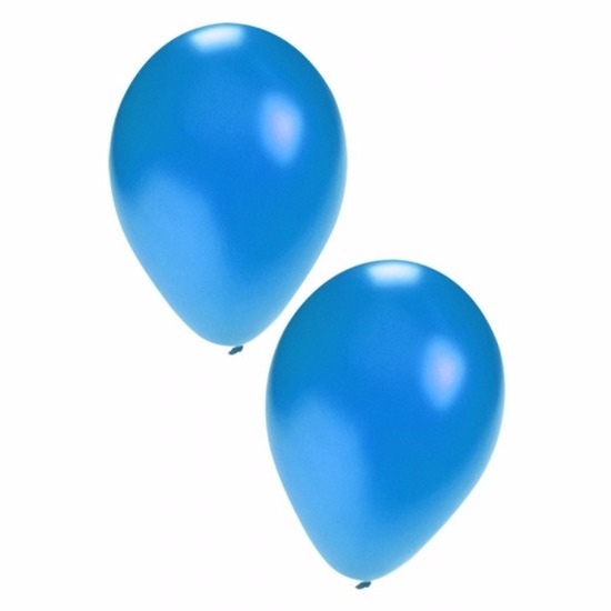 Blauwe grote metallic ballonnen 10 stuks -