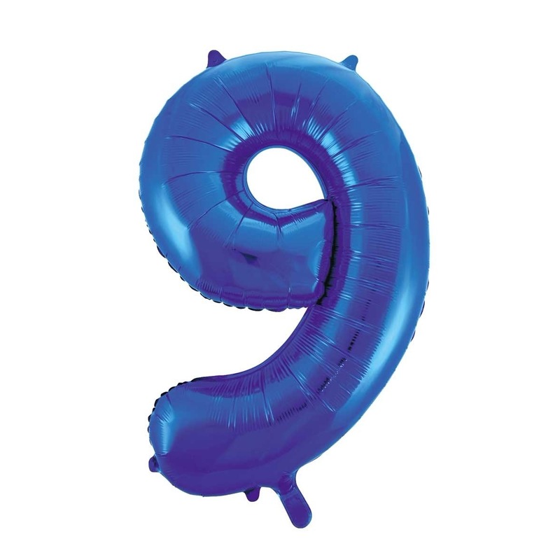 Blauwe leeftijden ballon cijfer 9