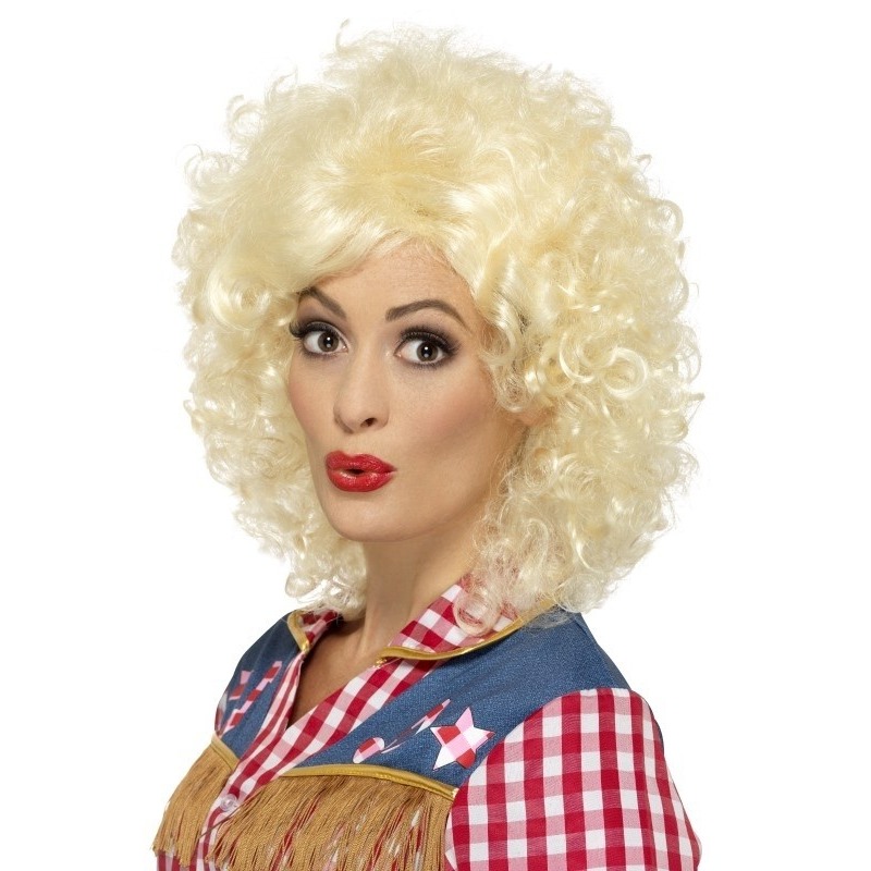 Blonde Dolly parton Look-a-like country pruik voor dames -