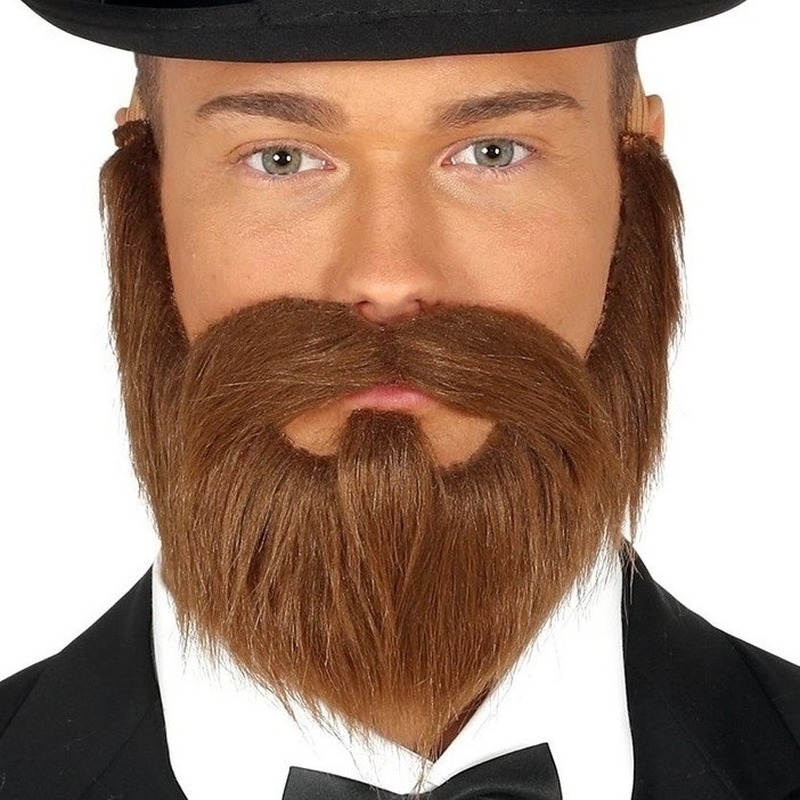 Bruine baard met sik en snor voor heren