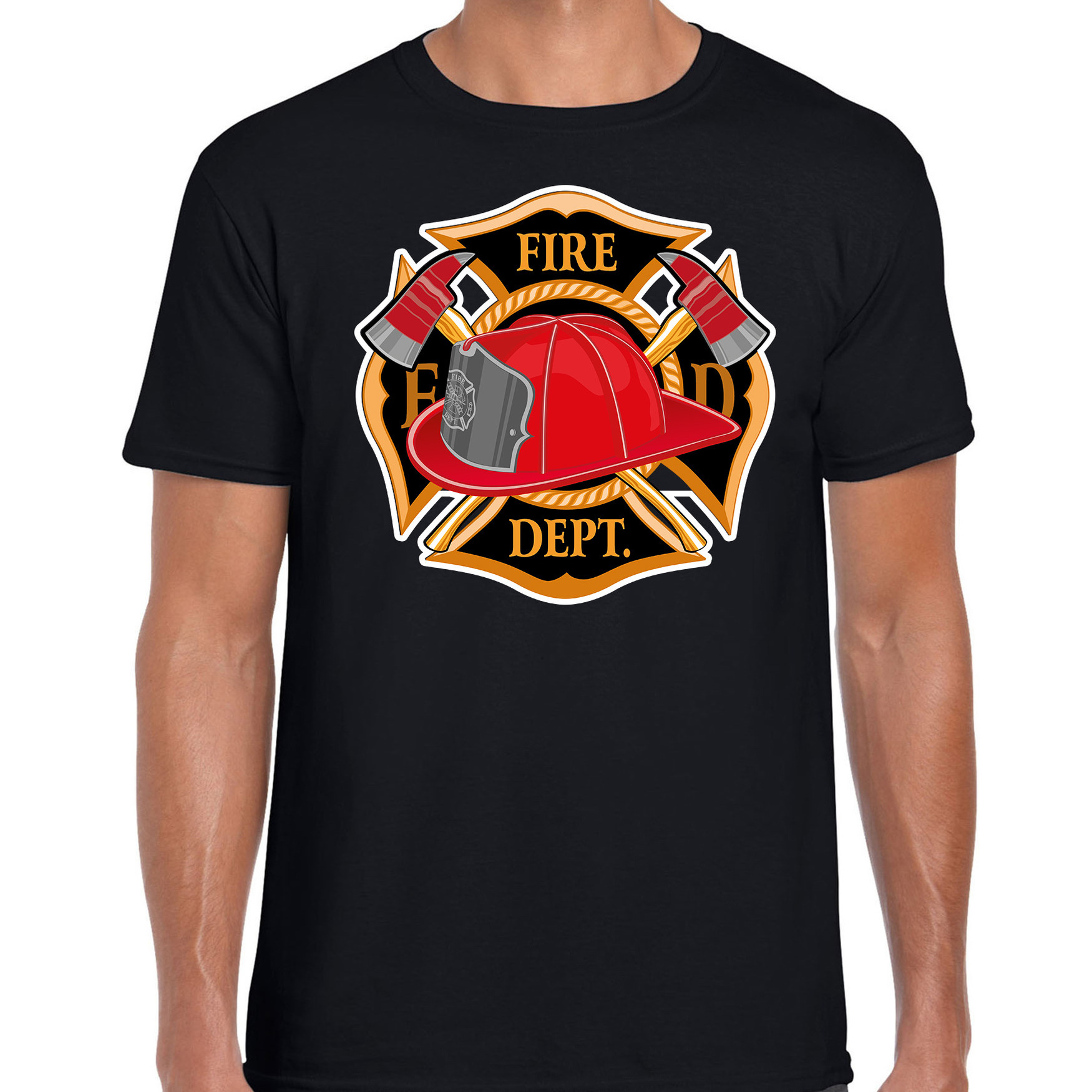 Carnaval brandweerman shirt / kostuum zwart voor heren XS -