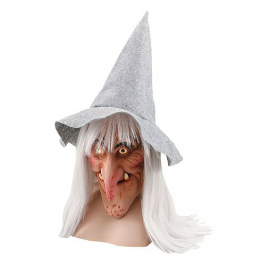 Carnaval/Halloween Heksen verkleed masker met hoed -