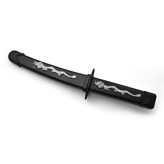 Carnaval ninja zwaard met zilveren draak 35 cm