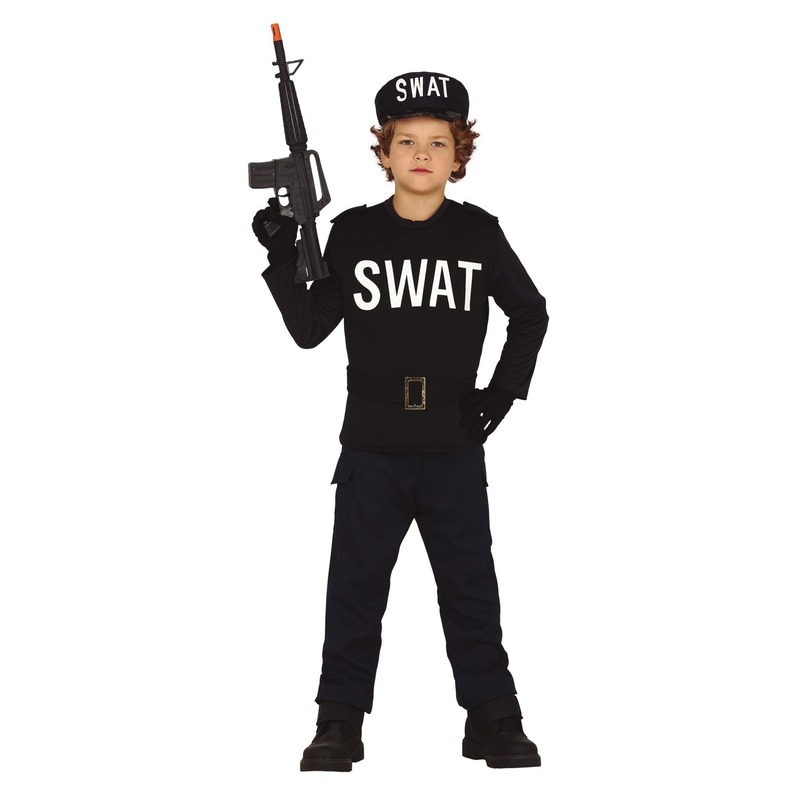 Carnavalskleding swat politie uniform voor jongens/meisjes 10-12 jaar (140-152) -