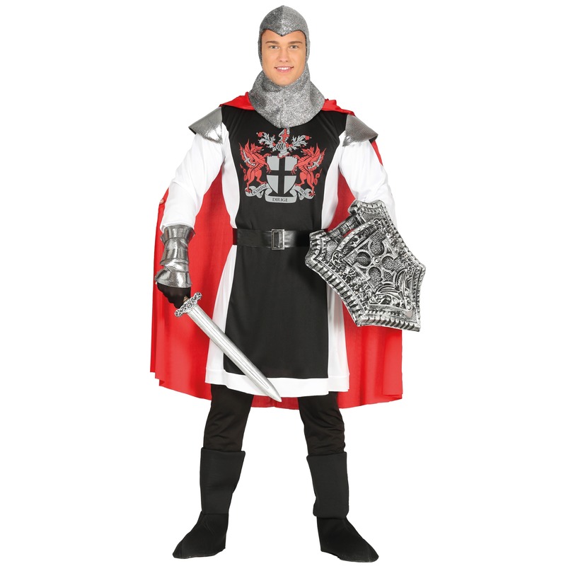 Carnavalskostuum middeleeuwse ridder met cape voor heren M (48-50) -