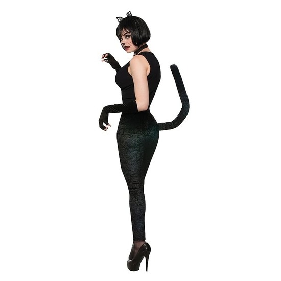 Catwoman katten/poezen pak legging zwart met staart 38-42 (STANDARD) Zwart