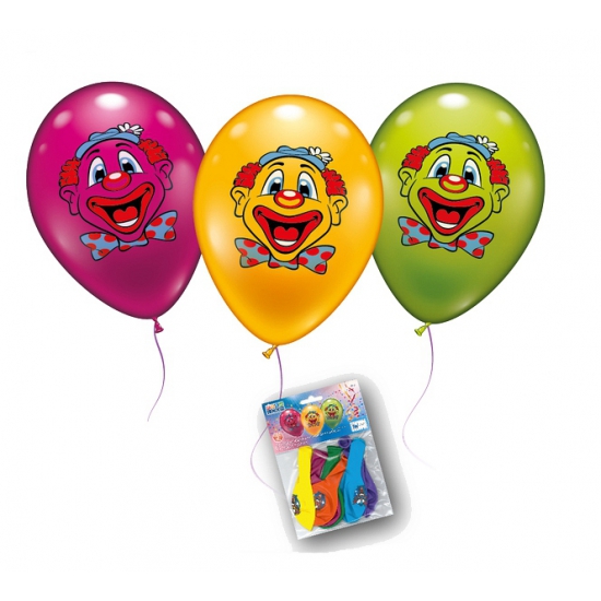 Clowns gezicht ballonnen 6 stuks -