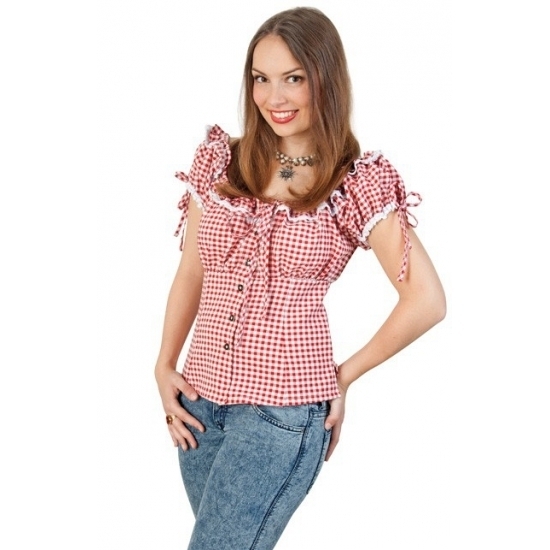 Prime cel heroïsch Cowgirl blouse rood/wit voor dames | Fun en Feest