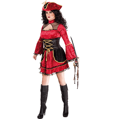 Dames piraten kostuum rood