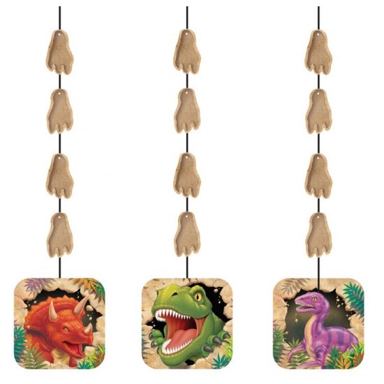 Dinosaurus feest thema hangdecoraties 3x stuks -