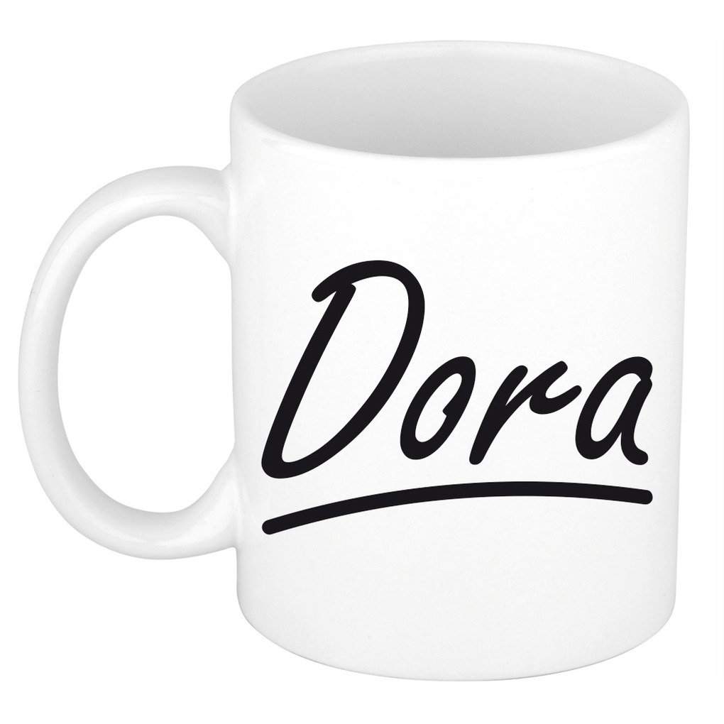 Dora voornaam kado beker / mok sierlijke letters - gepersonaliseerde mok met naam -