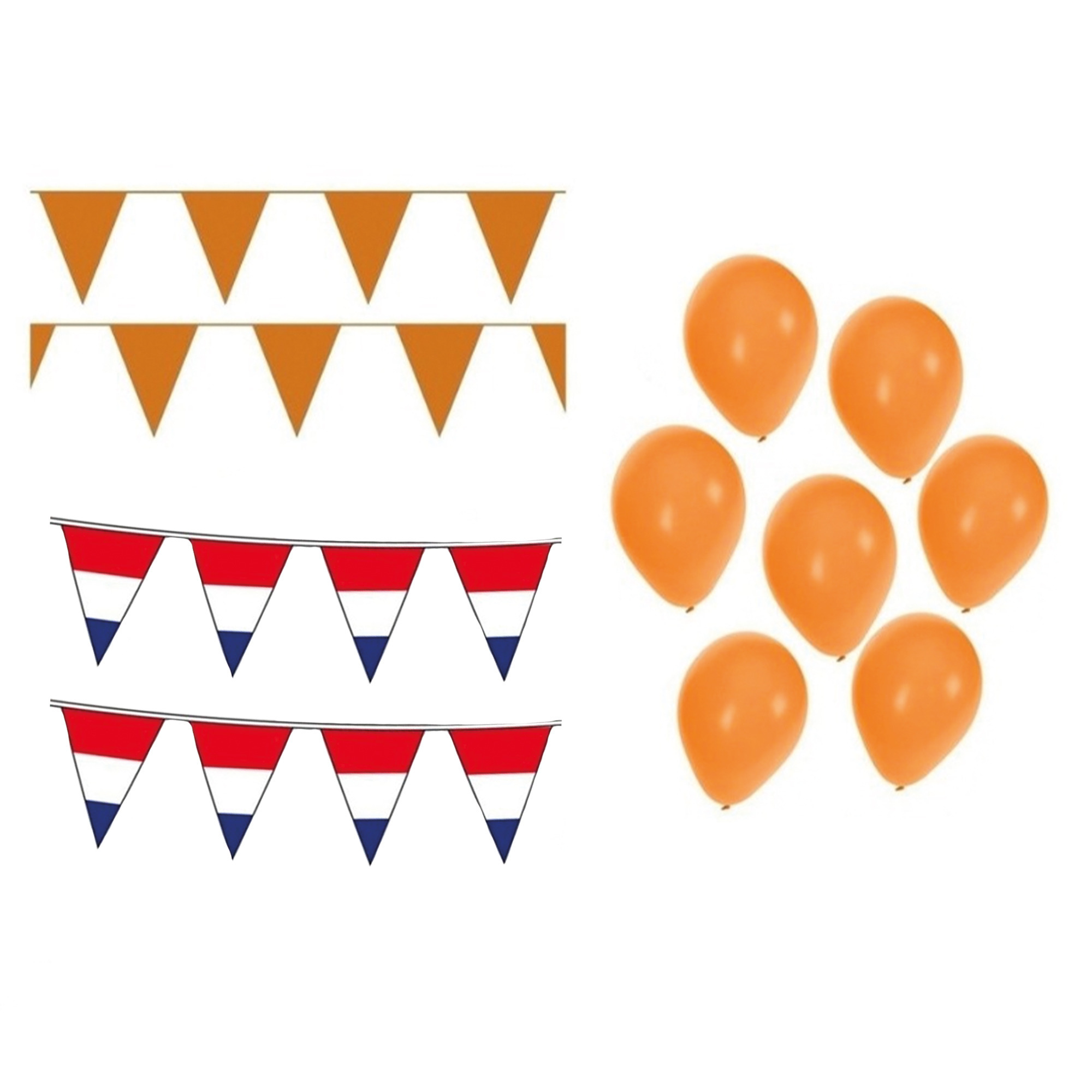Ek voetbal Holland oranje feest versiering met ballonnen en totaal 100 meter vlaggenlijnen
